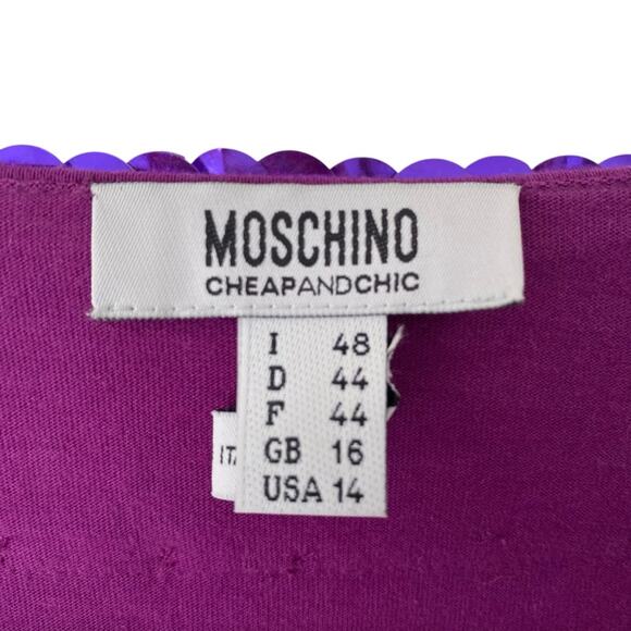 Moschino Cheap And Chic NWTs Purple Sequin Peace Sign Embellishment Top size 14 - Picture 2 of 6